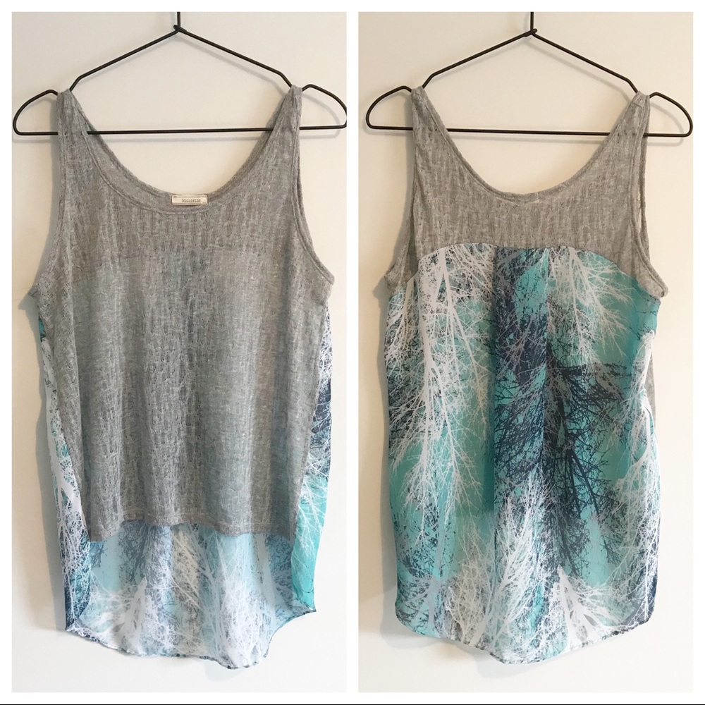 NICOLETTE Mixed Media Sheer Tank with Graphic Back